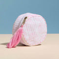 Shell Pattern Quilted Tassel Portable Round Mini Jewelry Box