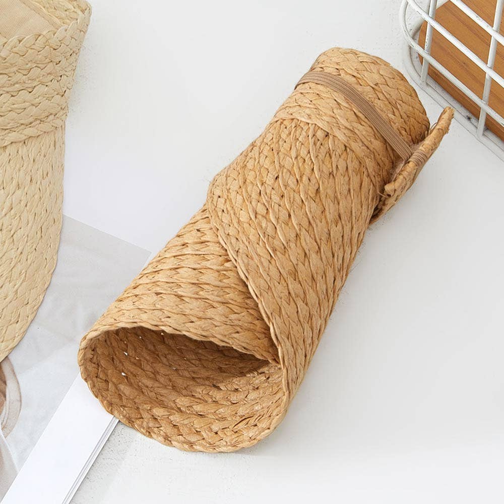 Straw Woven Wide Brim Adjustable Sun Visor Hat