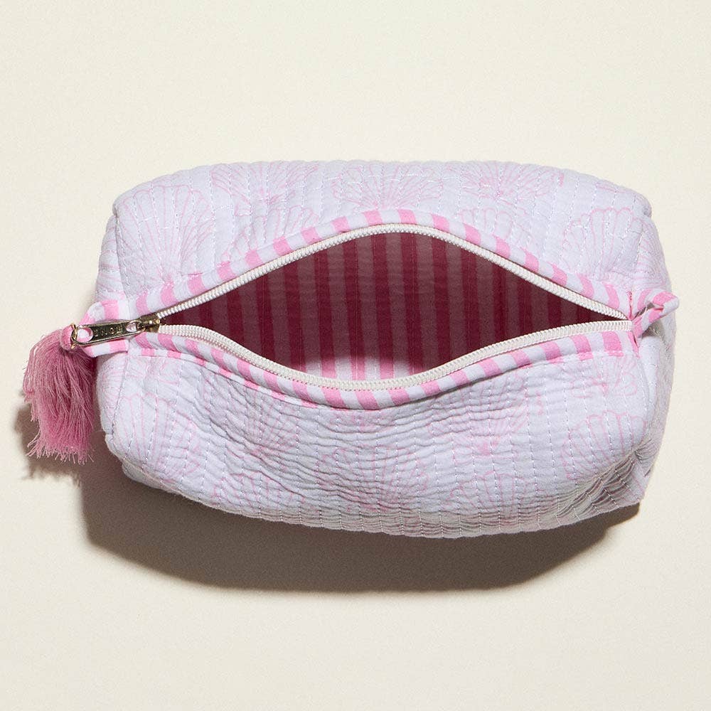Shell Pattern Quilted Tassel Portable Cosmetic Pouch Bag