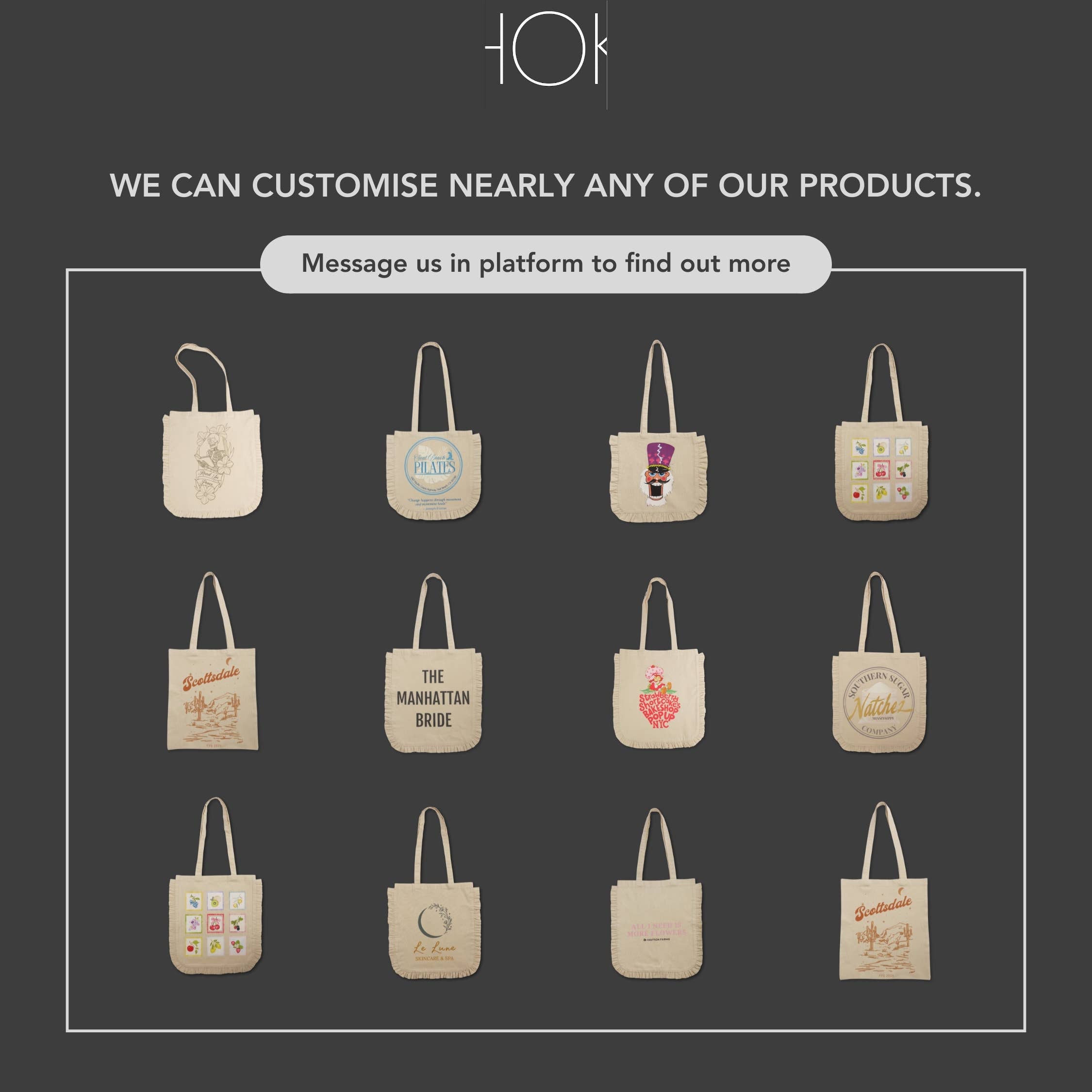 Canvas Ruffle Tote | Canvas Tote Bag | Unbranded Canvas Tote