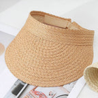 Straw Woven Wide Brim Adjustable Sun Visor Hat